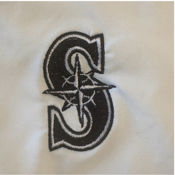 Levelwear White and Black Striped Quarter-Zip Pullover Medium - Picture 7 of 8